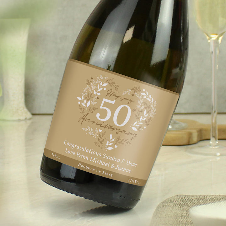 Personalised 50th Golden Wedding Anniversary Prosecco – alternative view