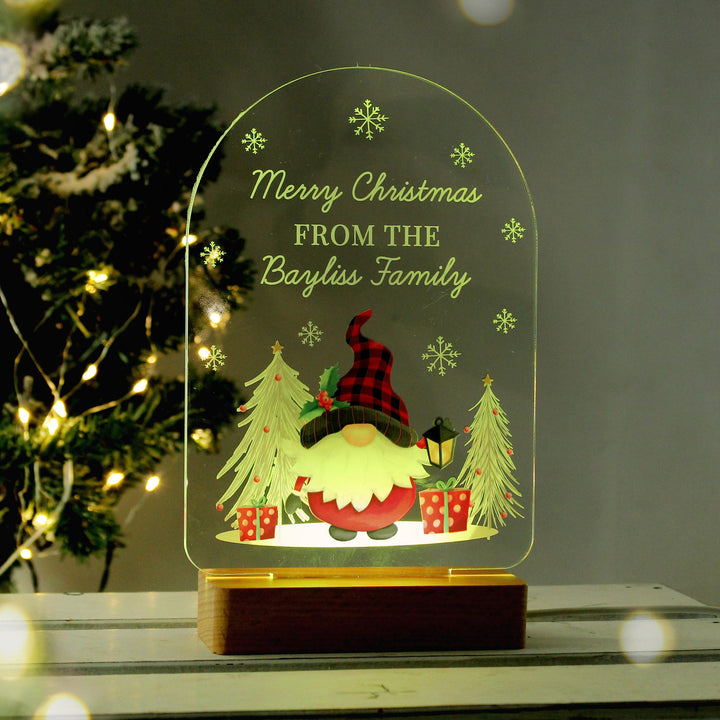 Personalised Gonk Wooden Based LED Christmas Light – alternative view