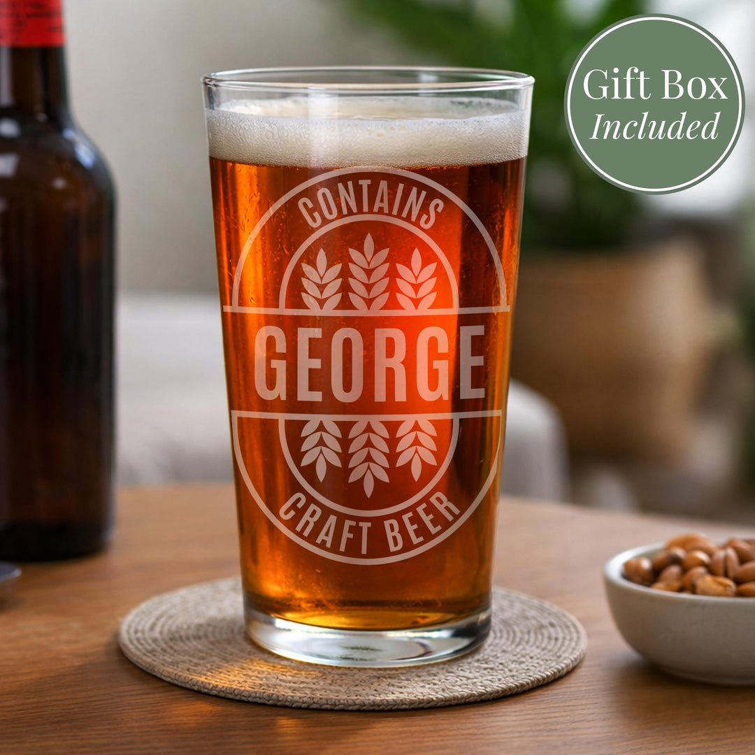 Personalised Brewery Style Pint Glass, The Personal Shop, personalised gifts