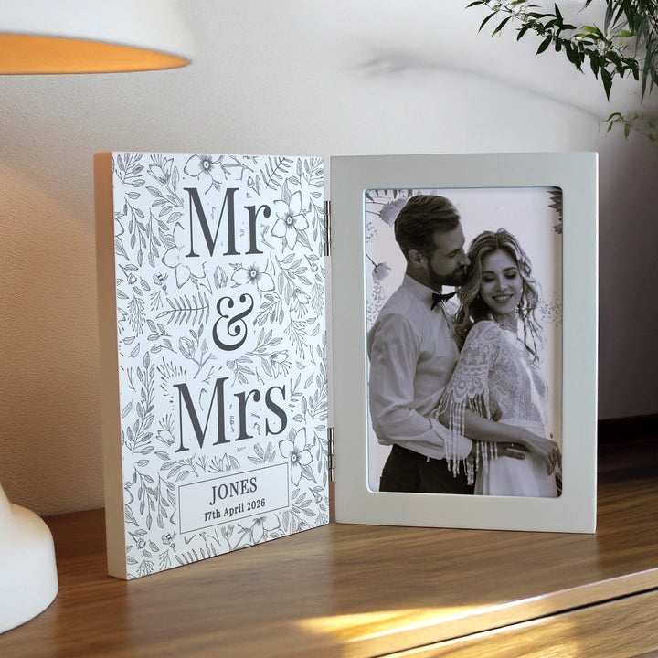 Personalised Wedding Wooden Hinged 6x4 Photo Frame – alternative view