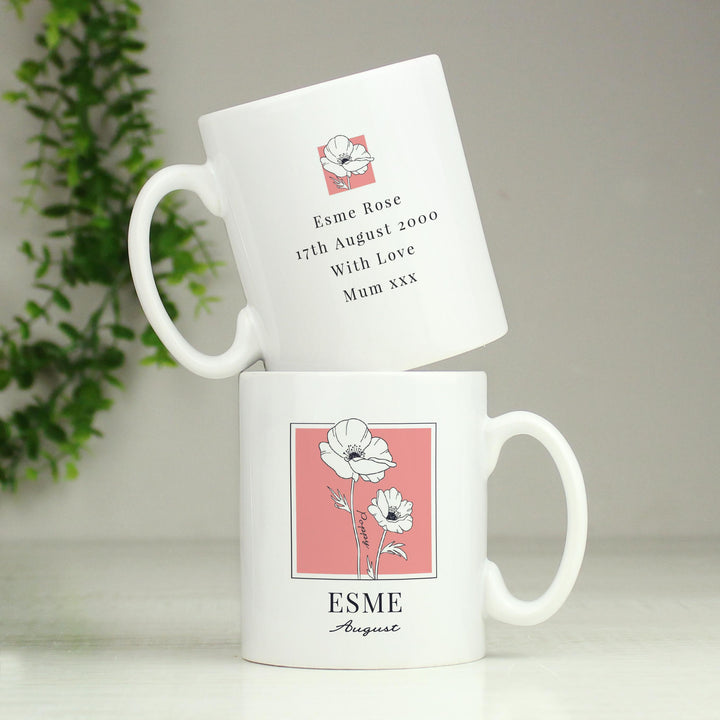 Personalised Birth Flower Mug, The Personal Shop, personalised gifts