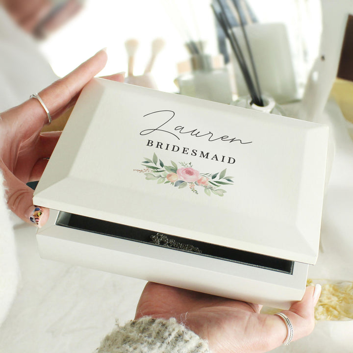 Personalised Floral Wooden Jewellery Box – alternative view