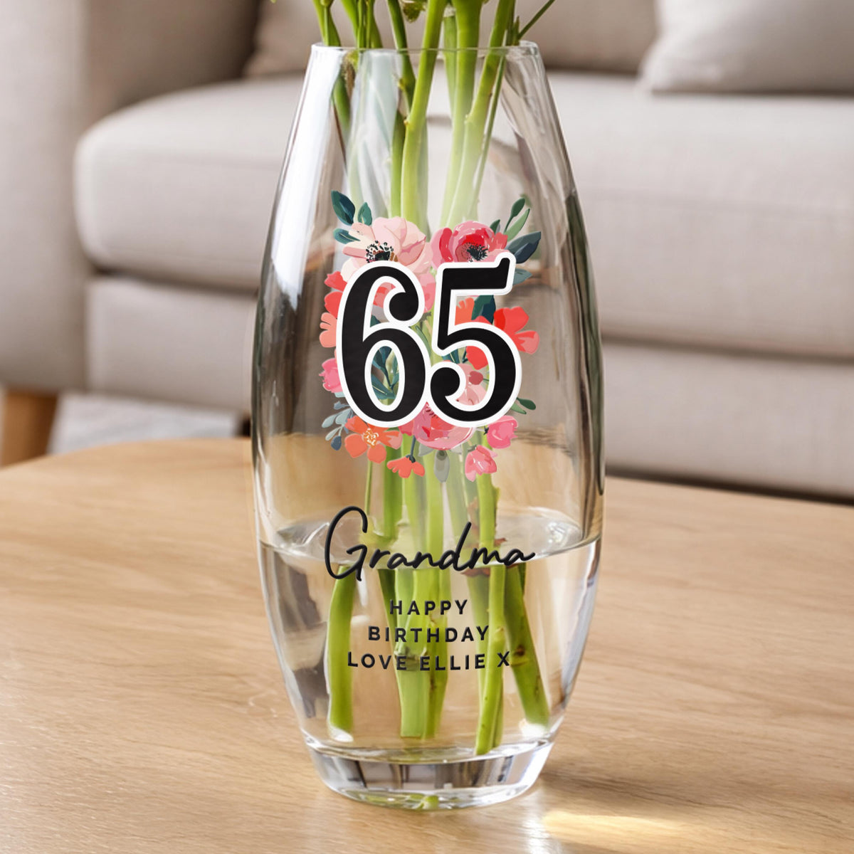 Personalised Floral Big Age Bullet Vase, The Personal Shop, personalised gifts