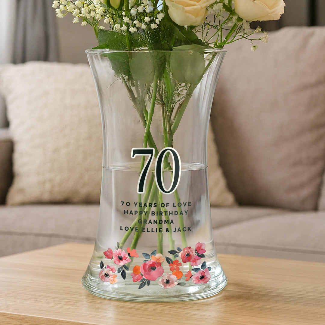 Personalised Floral Big Age Waisted Vase, The Personal Shop, personalised gifts