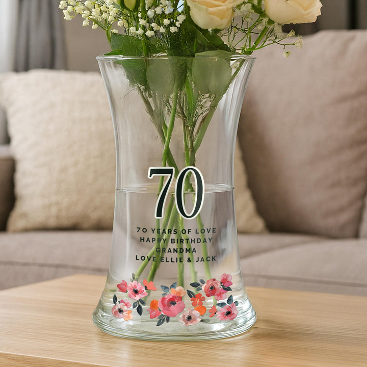 Personalised Floral Big Age Waisted Vase, The Personal Shop, personalised gifts