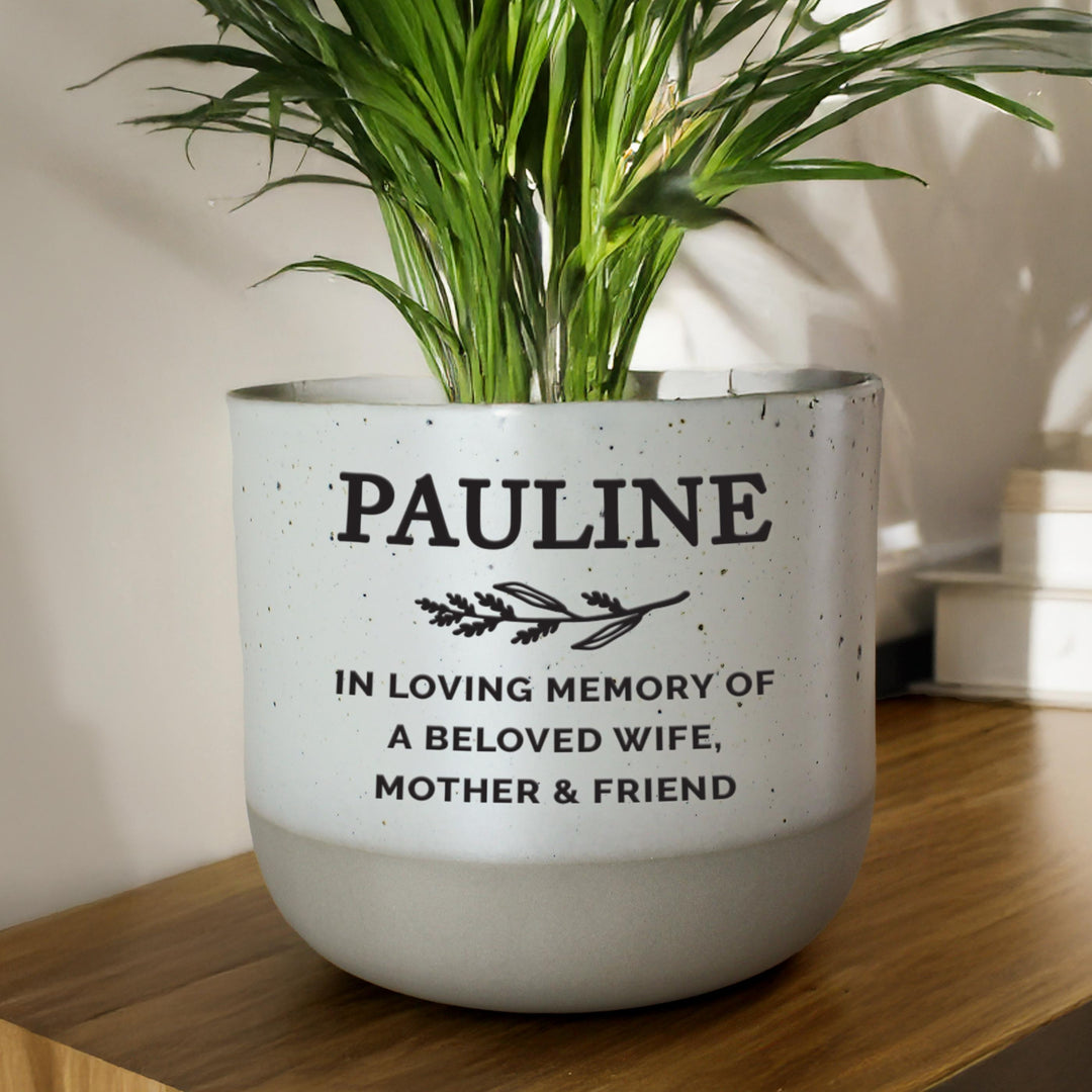 Personalised Memorial Flecked Plant Pot, The Personal Shop, personalised gifts