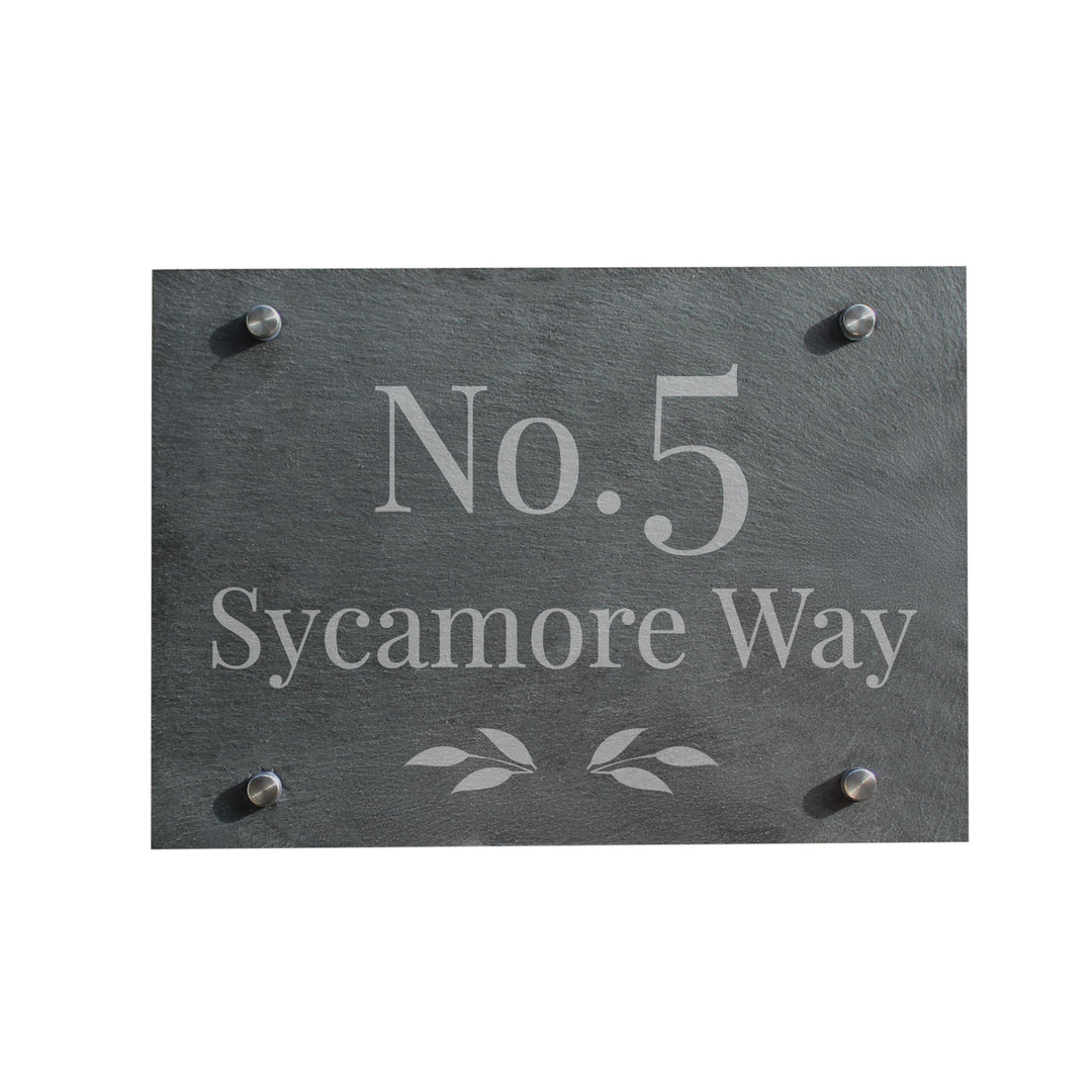 Personalised Leaf Slate House Sign – alternative view