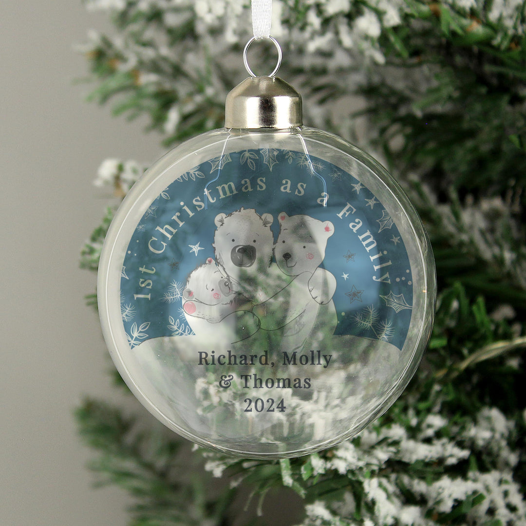 Personalised First Christmas as a Family Glass Bauble – alternative view