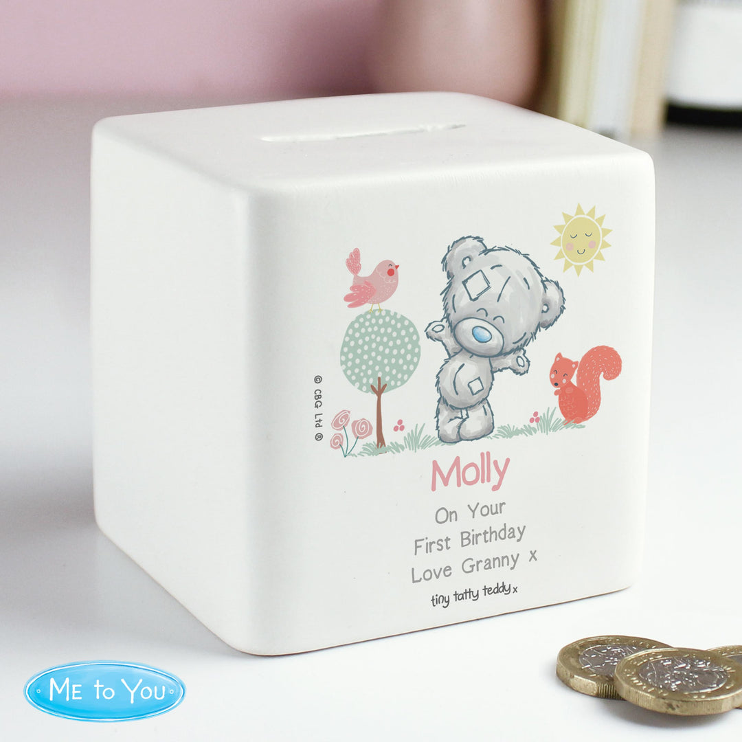 Personalised Tiny Tatty Teddy Woodland Animal Money Box – alternative view