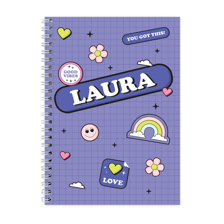 Personalised Good Vibes A5 Notebook – alternative view