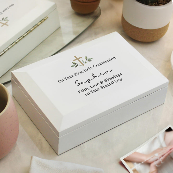 Personalised Holy Communion / Christening Wooden Jewellery Box – alternative view