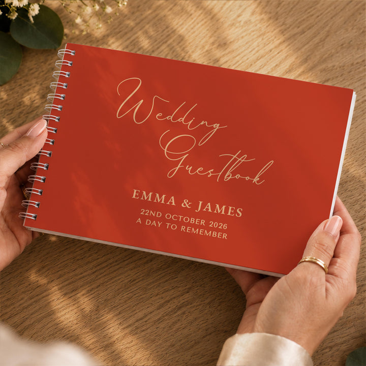 Personalised Burnt Orange Wedding Guest Book, The Personal Shop, personalised gifts