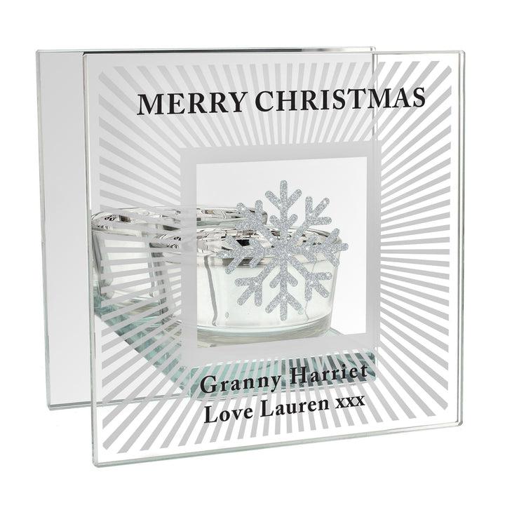 Personalised Snowflake Silver Glitter Tea Light Holder, The Personal Shop, personalised gifts