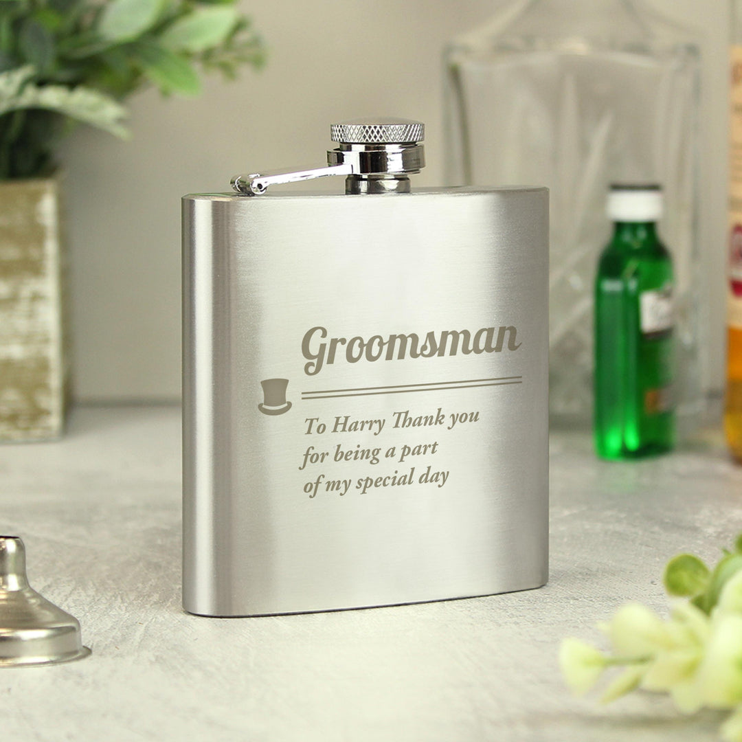 Personalised Groomsman Hip flask, The Personal Shop, personalised gifts