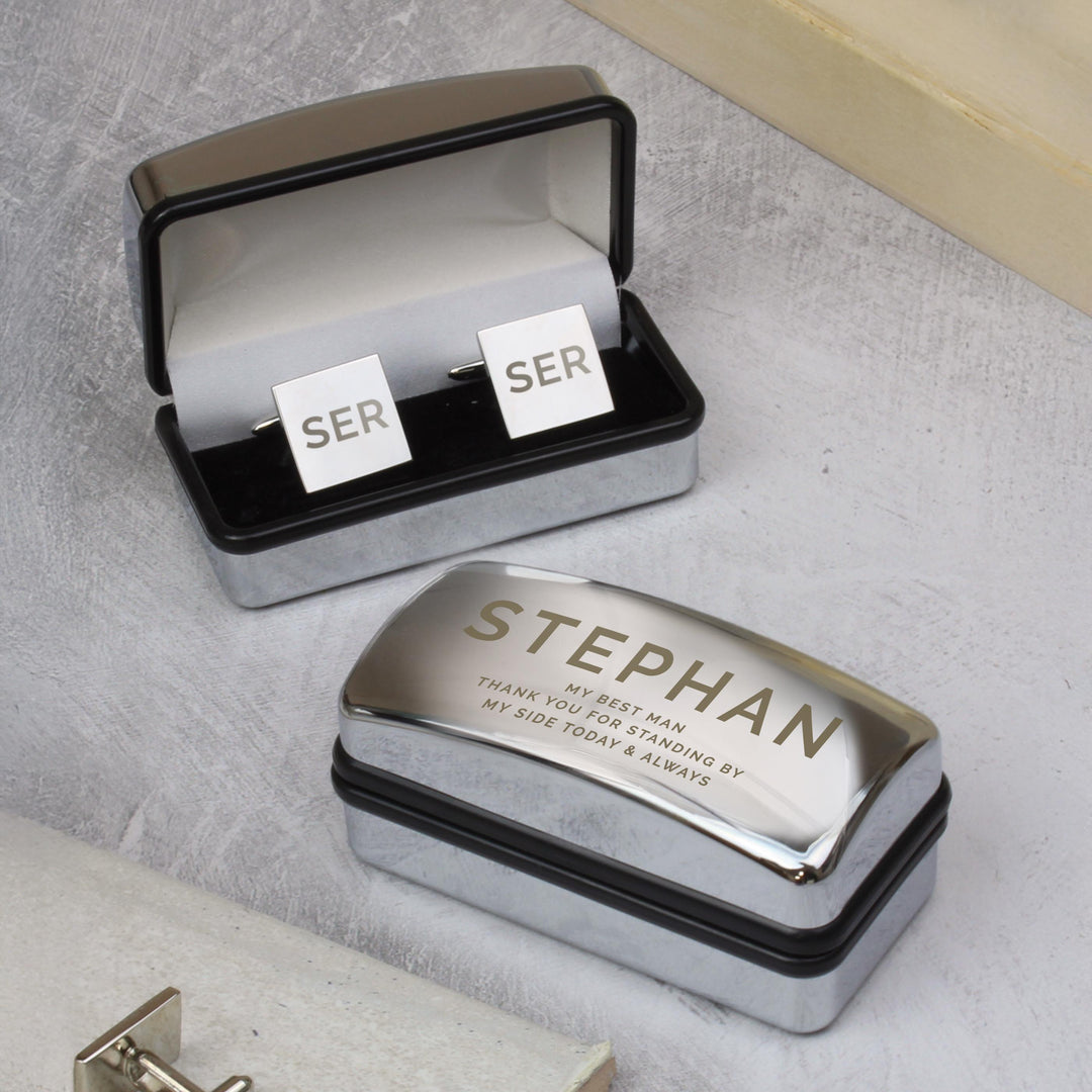 Personalised Initial Cufflinks &amp; Bold Cufflink Box