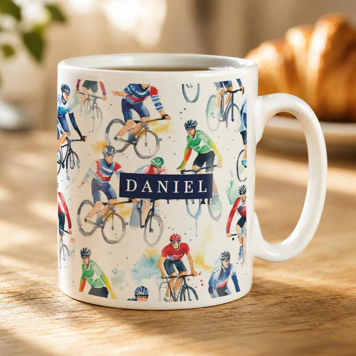 Personalised Cyclist Icons Mug, The Personal Shop, personalised gifts
