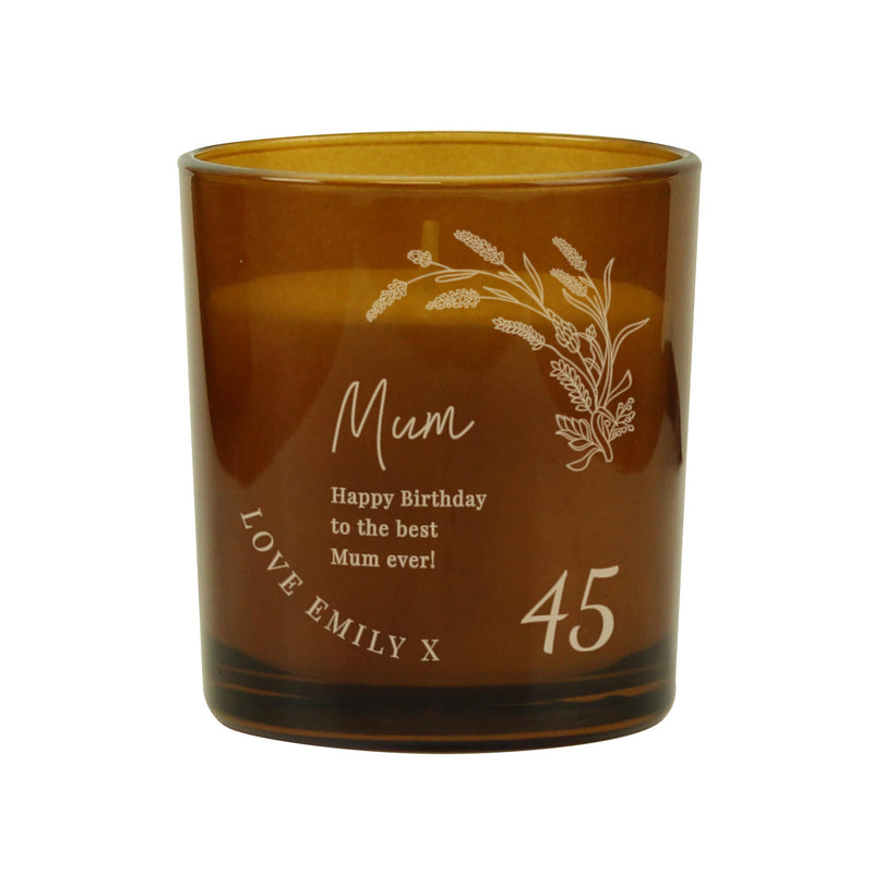 Personalised Birthday Amber Glass Candle