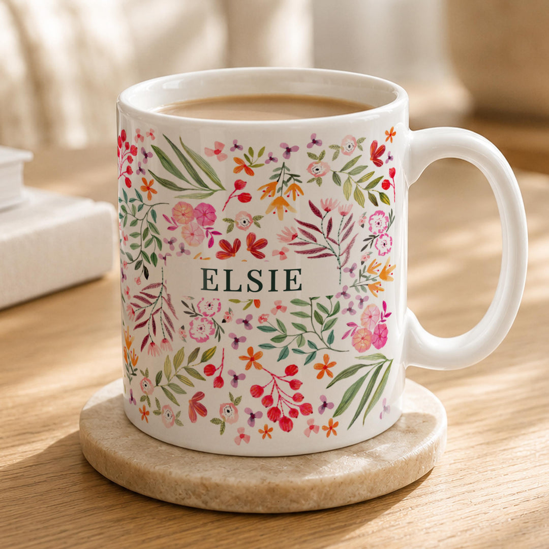 Personalised Floral Pattern Mug, The Personal Shop, personalised gifts