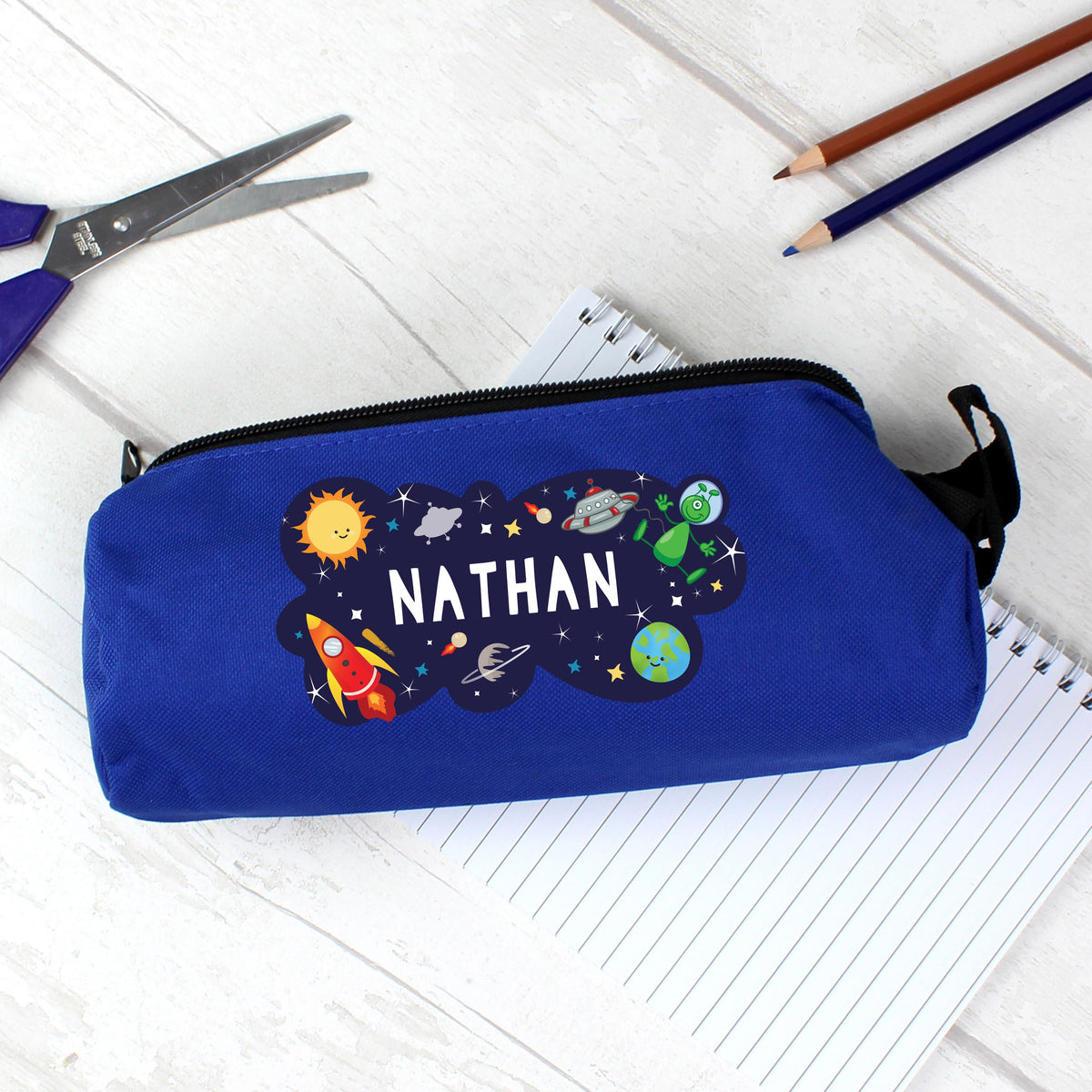 Personalised Space Blue Pencil Case, The Personal Shop, personalised gifts