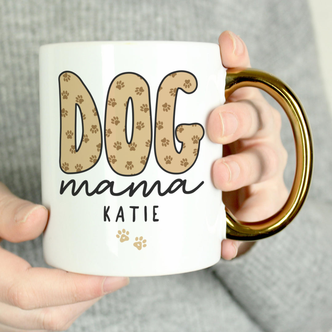 Personalised Dog Mama Gold Handle Mug, The Personal Shop, personalised gifts