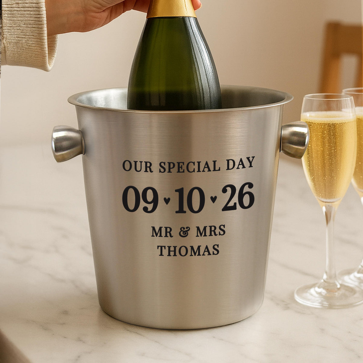 Personalised Big Date Stainless Steel Ice Bucket, The Personal Shop, personalised gifts