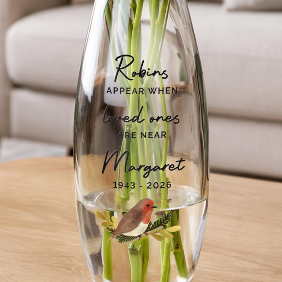Personalised Robins Appear Bullet Vase, The Personal Shop, personalised gifts