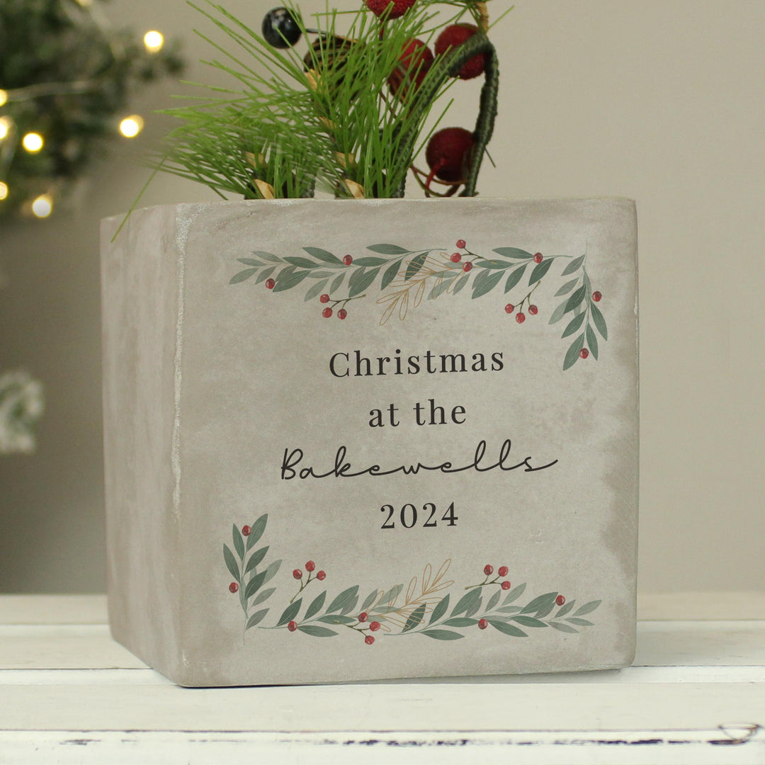 Personalised Christmas Foliage Concrete Planter – alternative view
