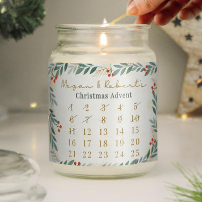 Personalised Countdown Christmas Large Candle Jar