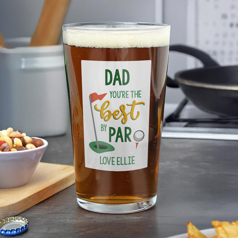 Personalised Best By Par Printed Beer Glass