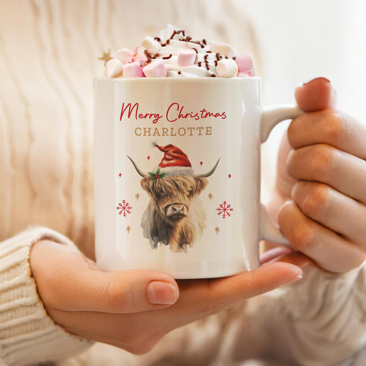 Personalised Highland Cow Christmas Mug – alternative view
