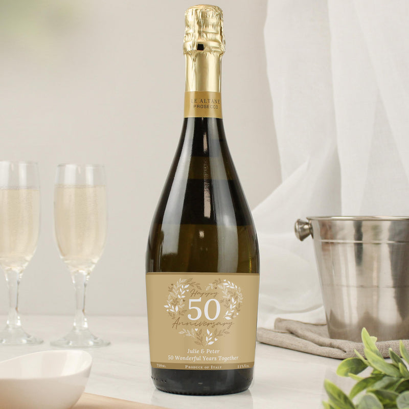 Personalised 50th Golden Wedding Anniversary Prosecco