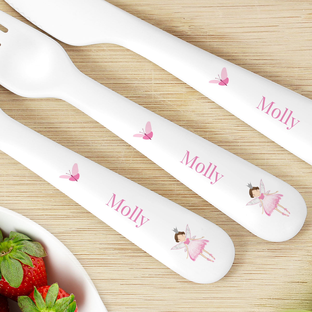 Personalised Fairy Princess Plastic Cutlery Set – alternative view