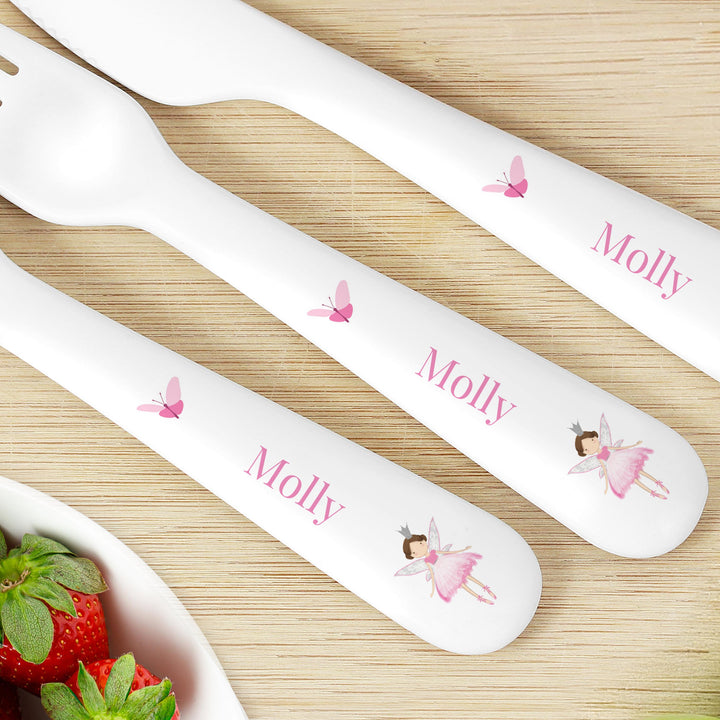Personalised Fairy Princess Plastic Cutlery Set – alternative view