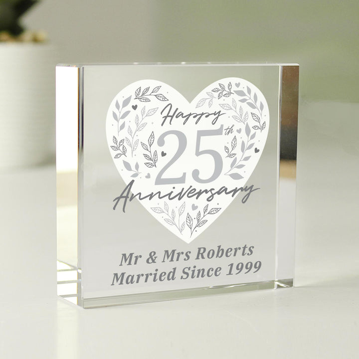 Personalised 25th Silver Wedding Anniversary Crystal Token – alternative view