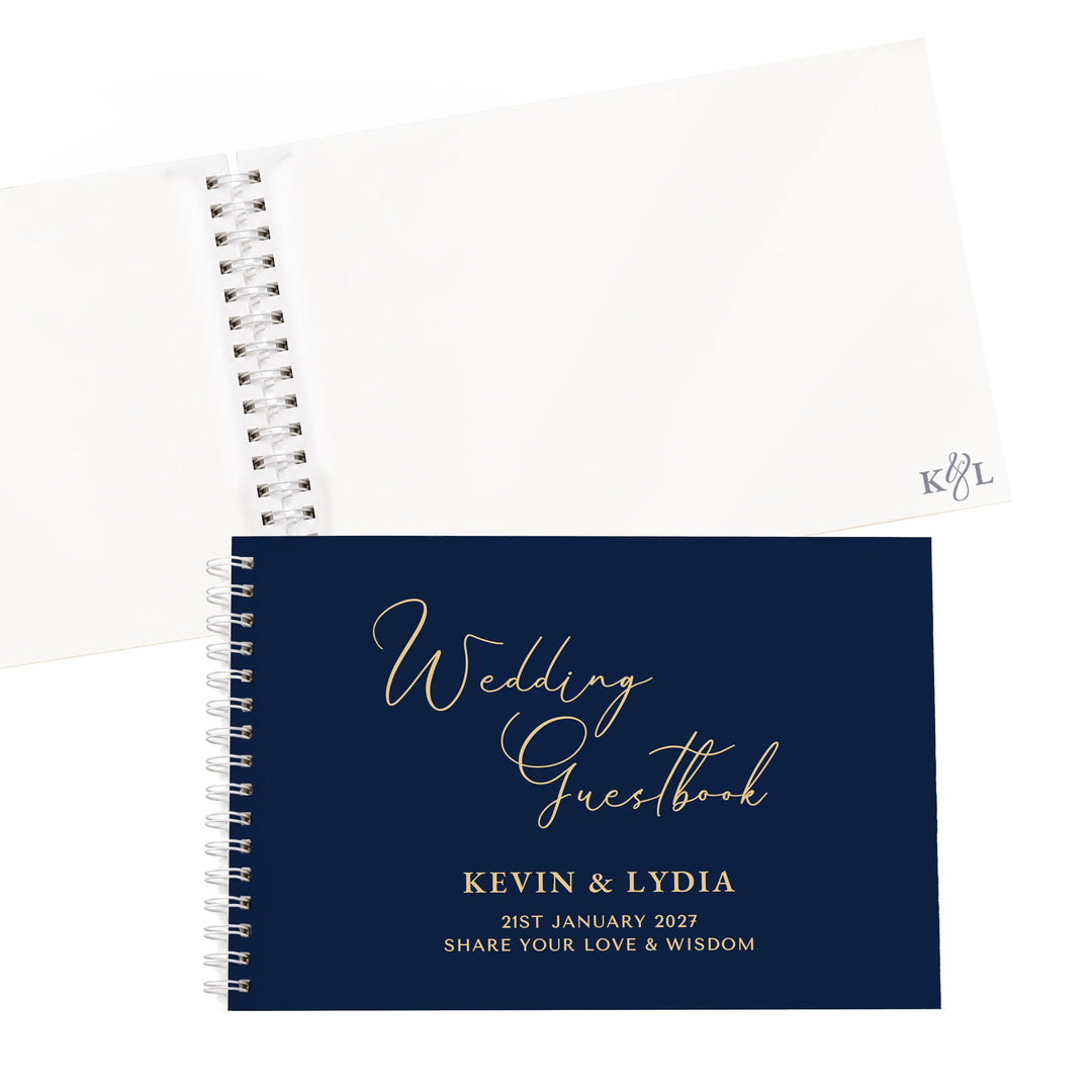 Personalised Navy Wedding Guest Book, The Personal Shop, personalised gifts