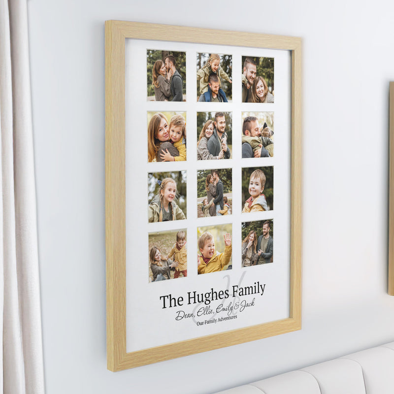 Personalised Family Oak Multi Photo Frame