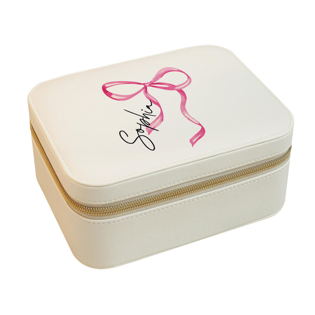 Personalised Bow Travel Jewellery Box – alternative view