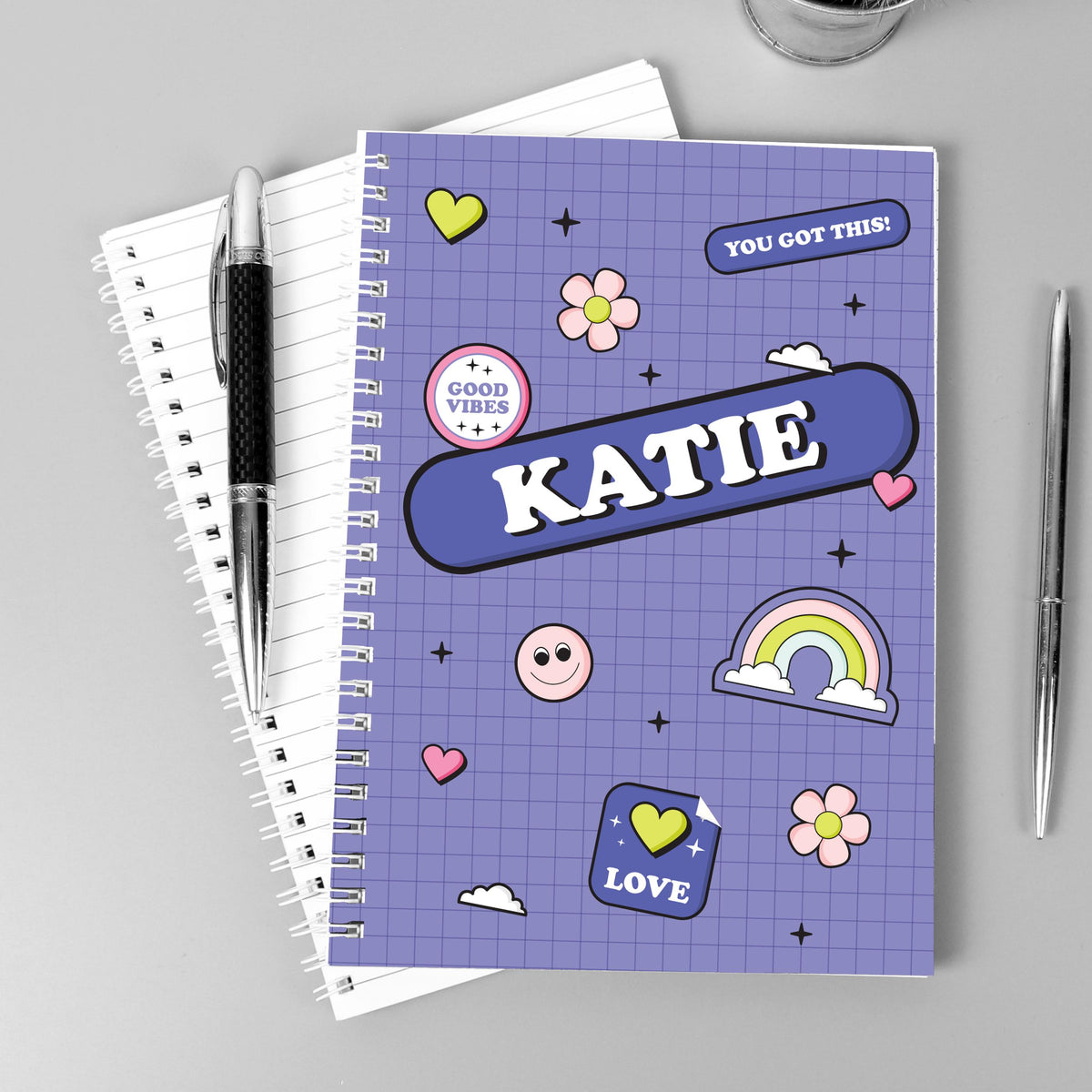 Personalised Good Vibes A5 Notebook – alternative view