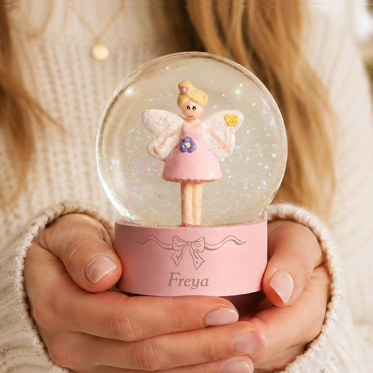 Personalised Fairy Snow Globe with Bow, The Personal Shop, personalised gifts