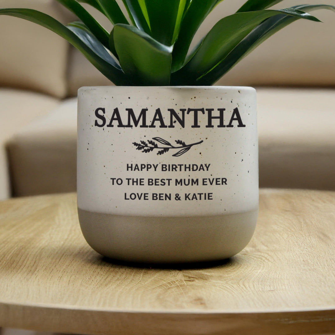 Personalised Memorial Flecked Plant Pot, The Personal Shop, personalised gifts