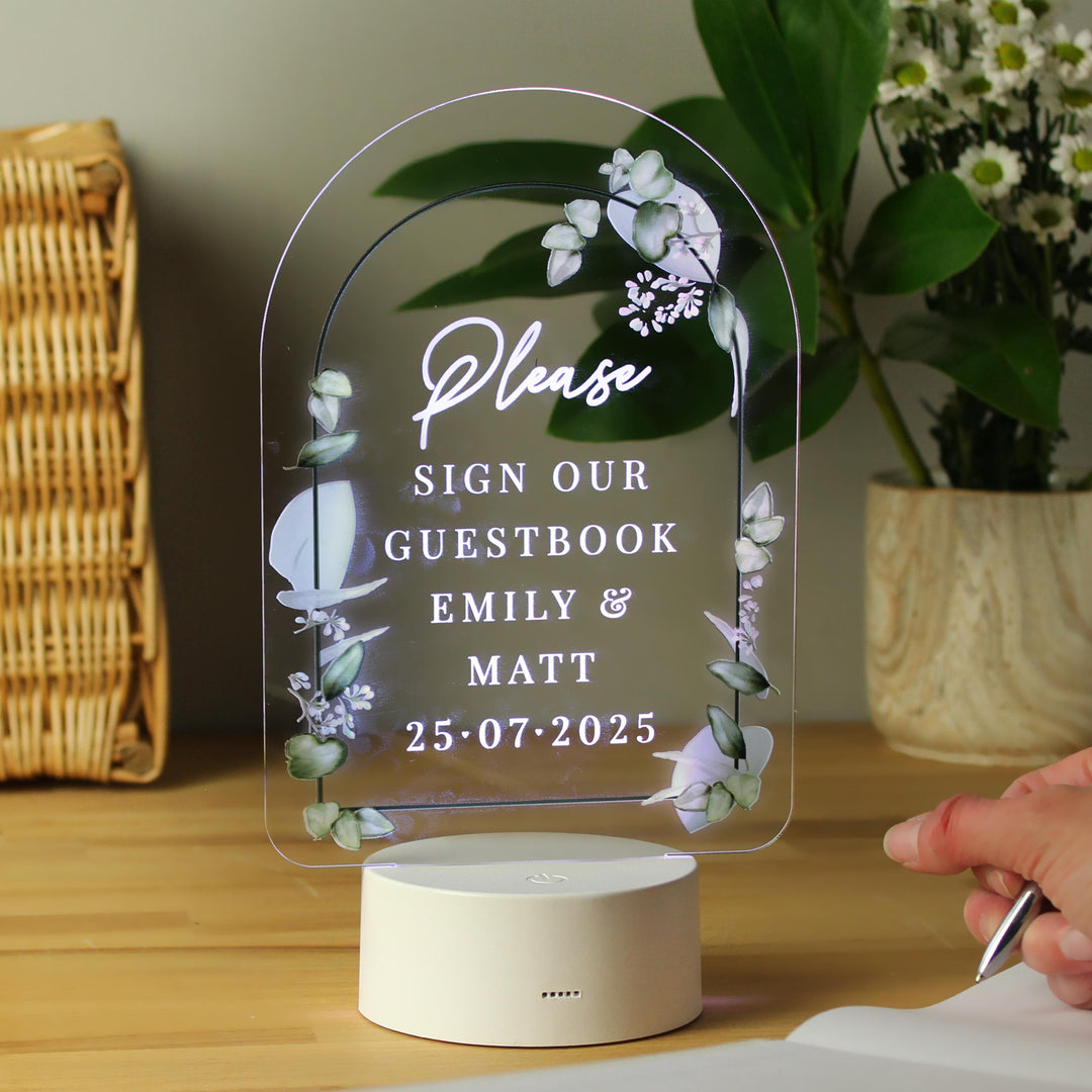 Personalised Botanical Wedding LED Colour Changing Light – alternative view