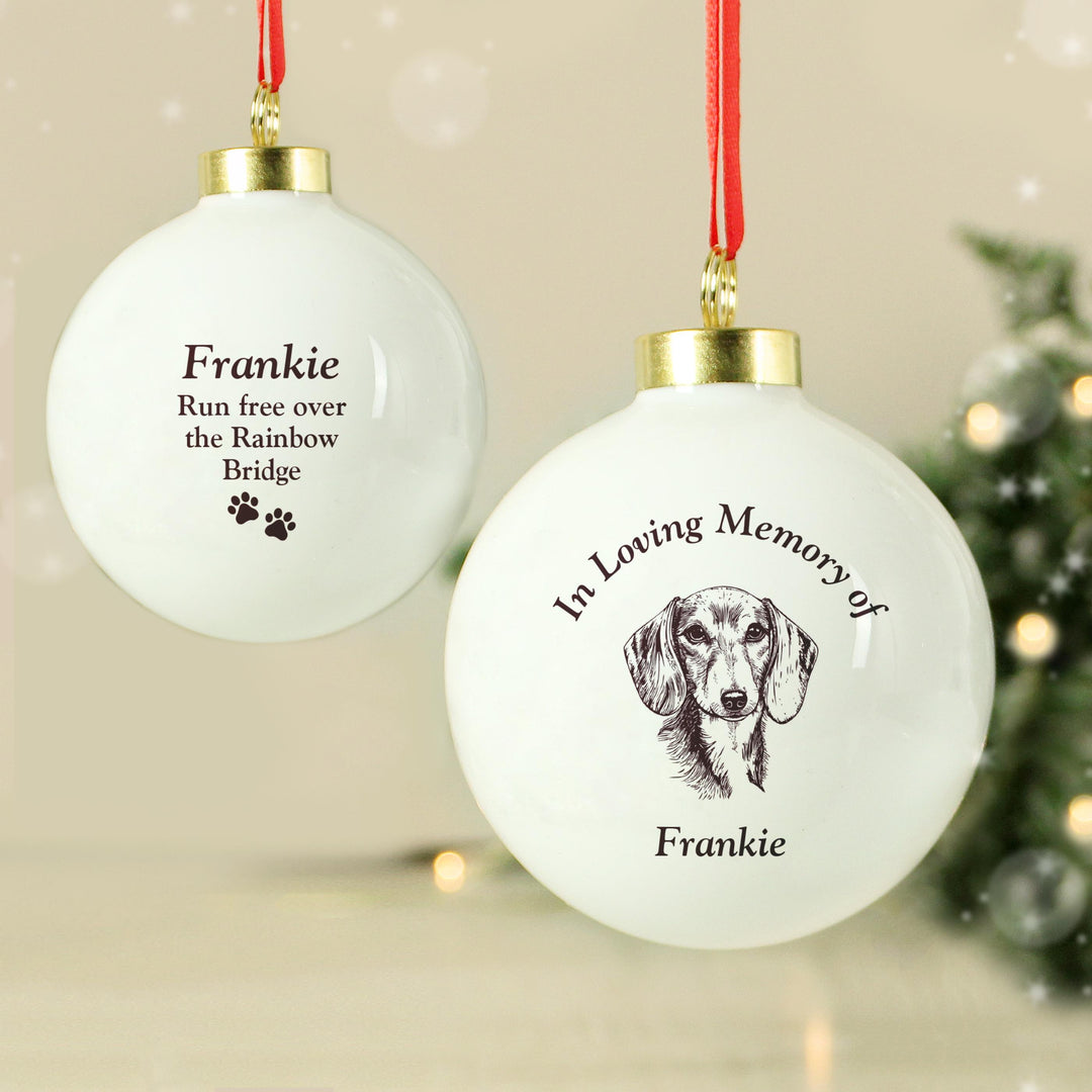Personalised Memorial Dog Breed Bauble – alternative view