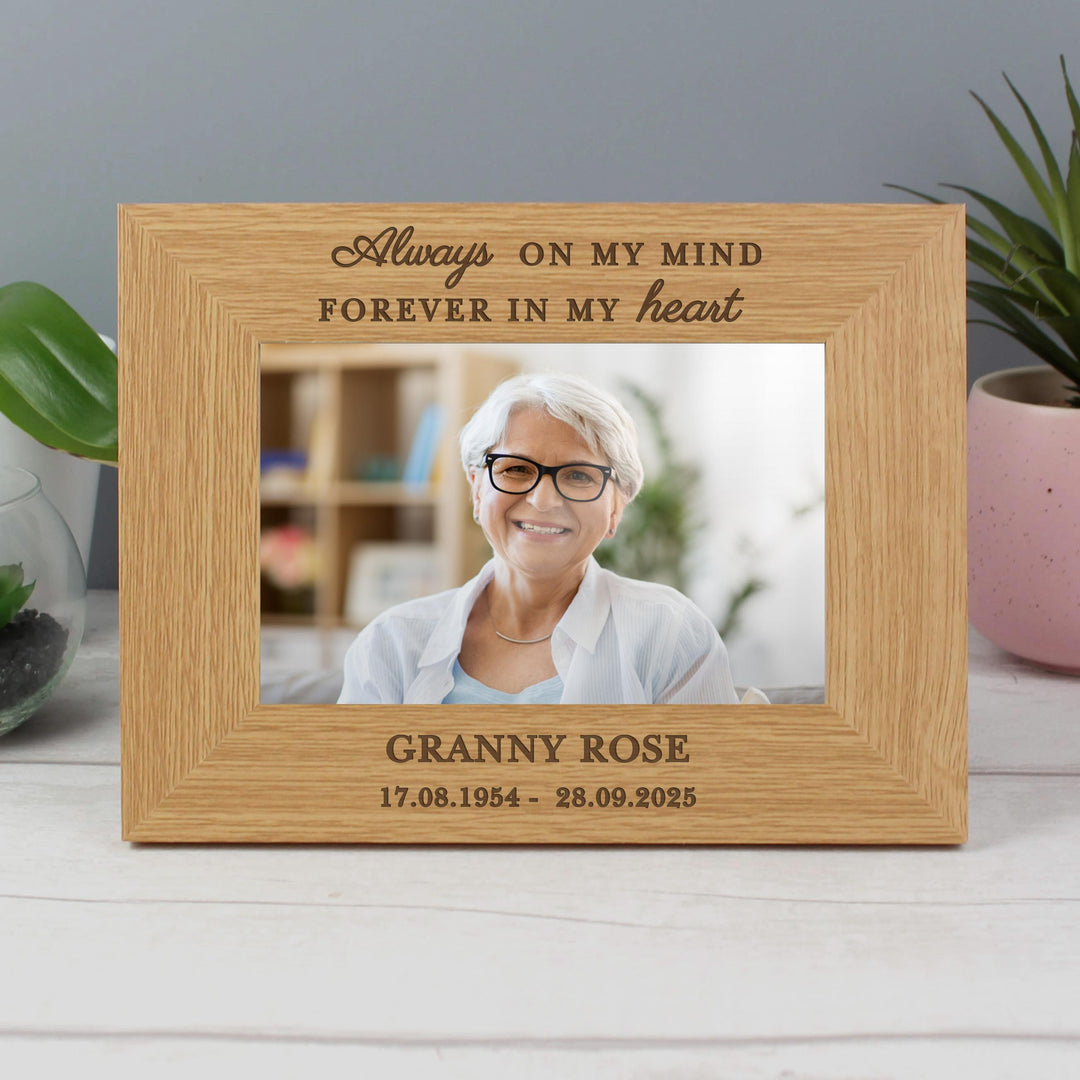 Personalised Memorial Always In My Heart 6x4 Wooden Photo Frame – alternative view
