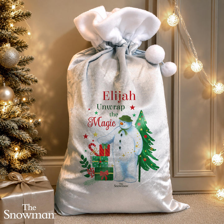 Personalised The Snowman Christmas Wishes Fleece Sack
