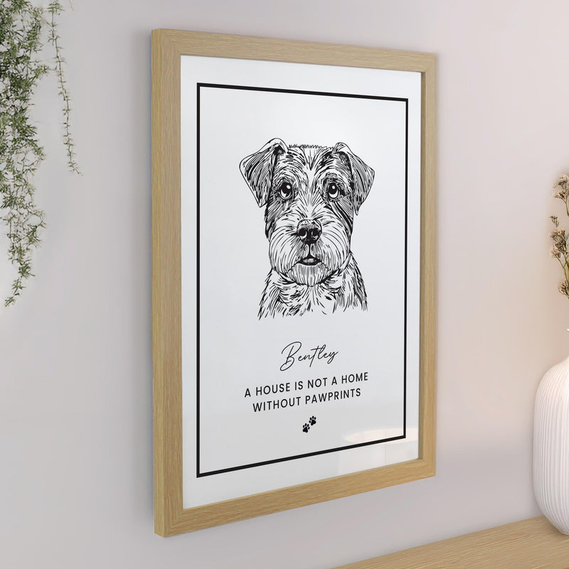 Personalised Dog Breed Oak Framed Print