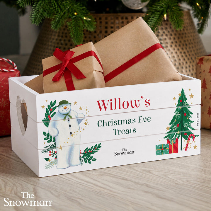 Personalised Wooden Crate – The Snowman Christmas Wishes