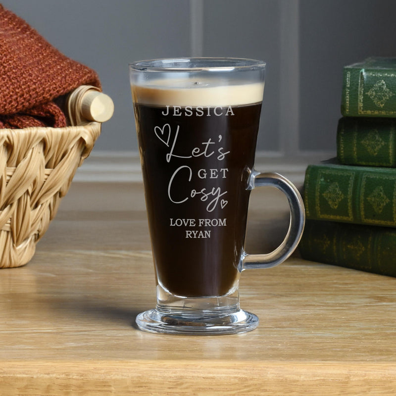 Personalised Get Cosy Latte Glass