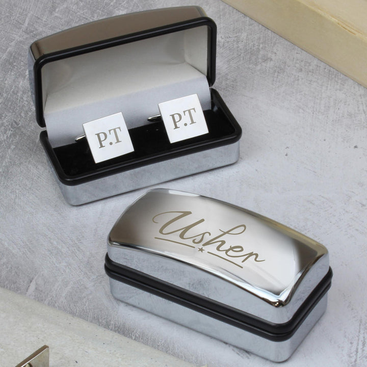 Personalised Usher Wedding Cufflinks and Box Set – alternative view