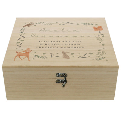 Personalised Woodland Animal Large Wooden Keepsake Box