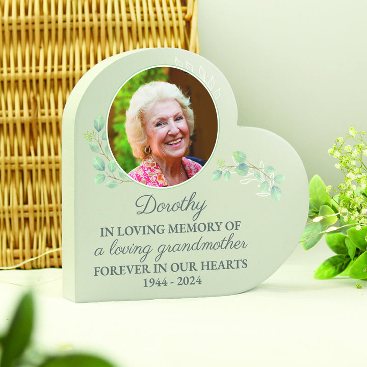 Personalised Memorial Photo Upload Heart Ornament – alternative view